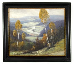 Robert Pajer - Gartegen (1886-1944) Donau River Landscape Painting Austria 1924