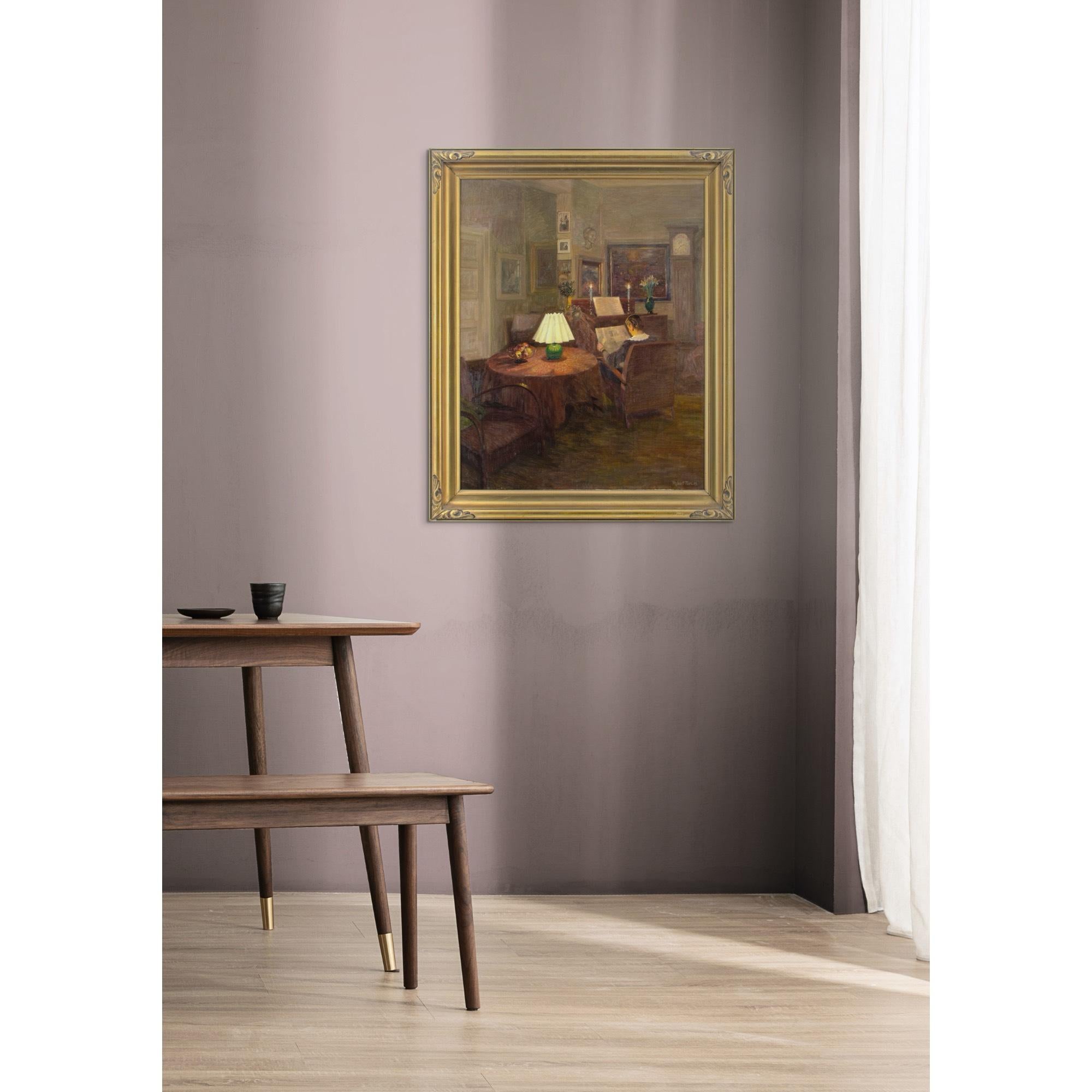 Robert Panitzsch, Candlelit Interior With Woman Reading 3