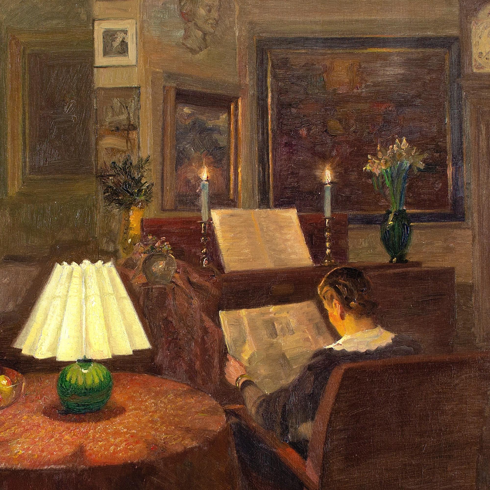Robert Panitzsch, Candlelit Interior With Woman Reading 5