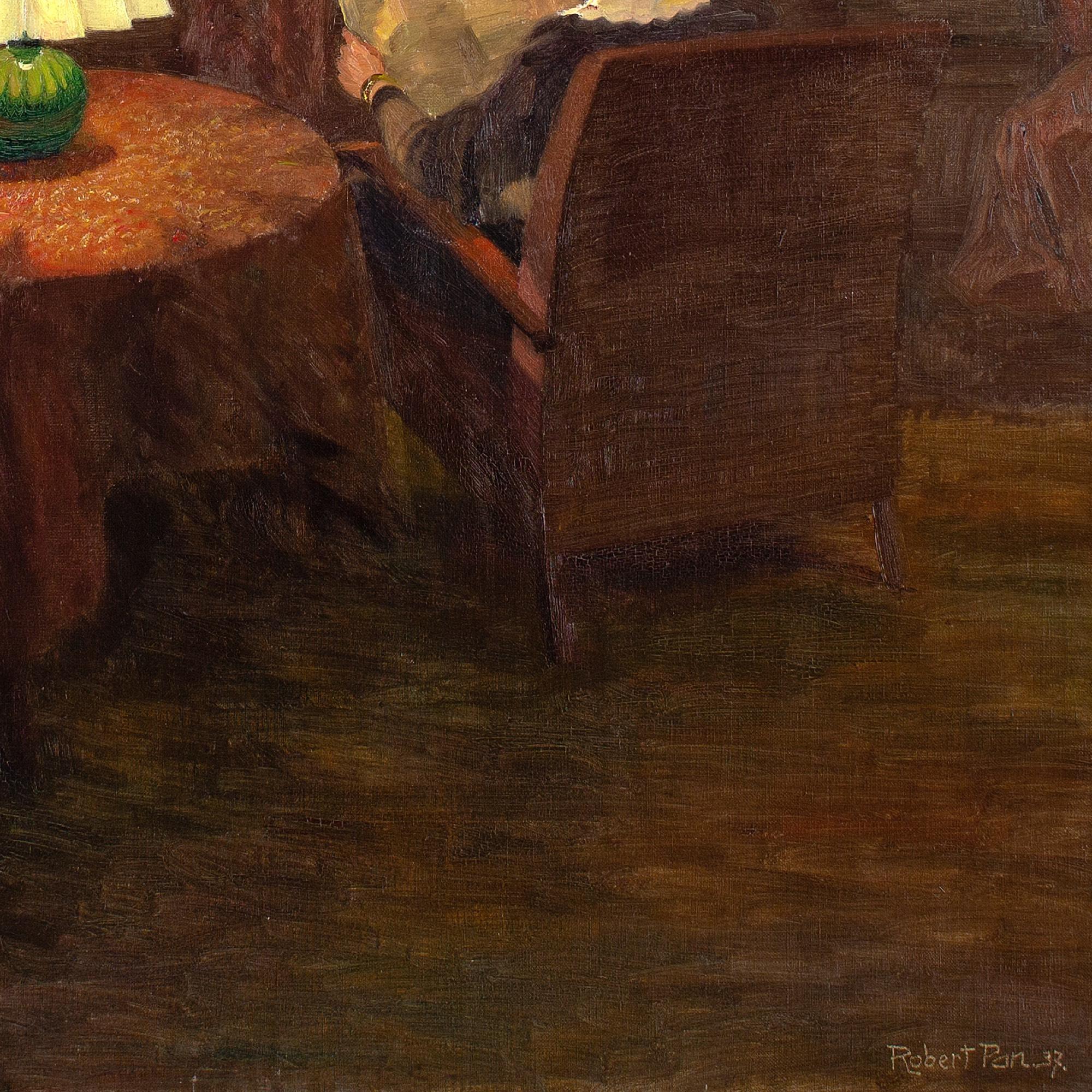 Robert Panitzsch, Candlelit Interior With Woman Reading 7