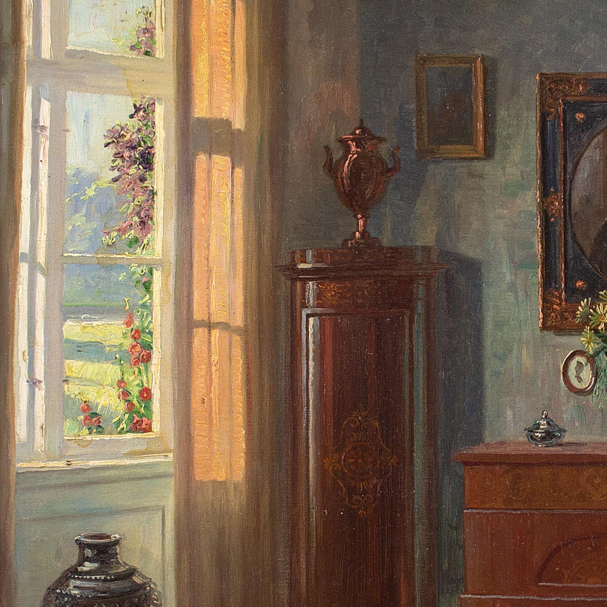 Robert Panitzsch, Interior With Old Master Portrait, Oil Painting 4