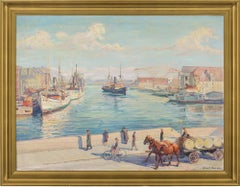 Vintage Robert Panitzsch, Port Of Copenhagen, Oil Painting