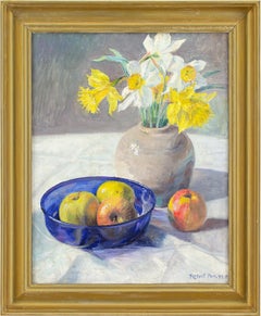 Robert Panitzsch, Still Life With Daffodils & Apples, Oil Painting 