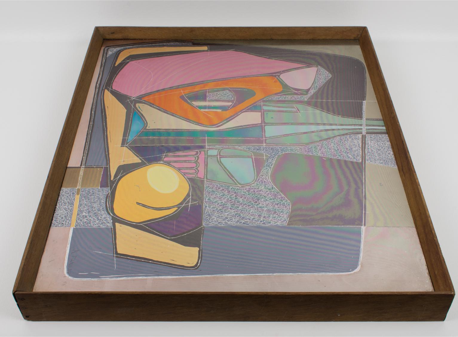 Quadro astratto modernista su alluminio di Robert Pansart 11