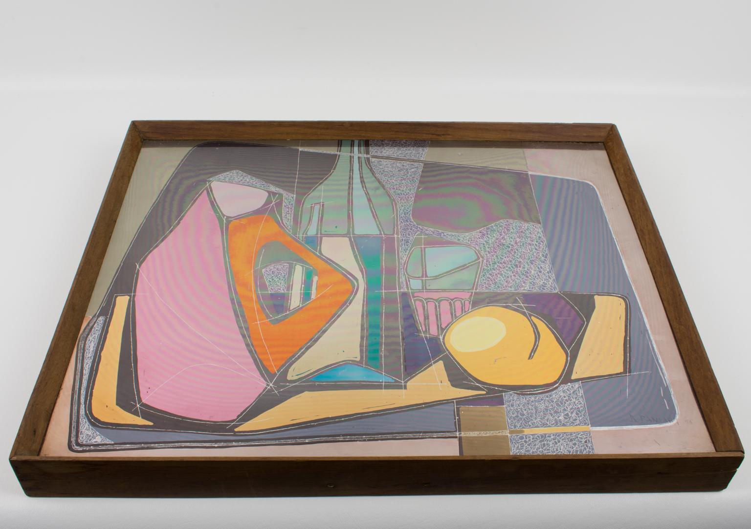 Quadro astratto modernista su alluminio di Robert Pansart 12