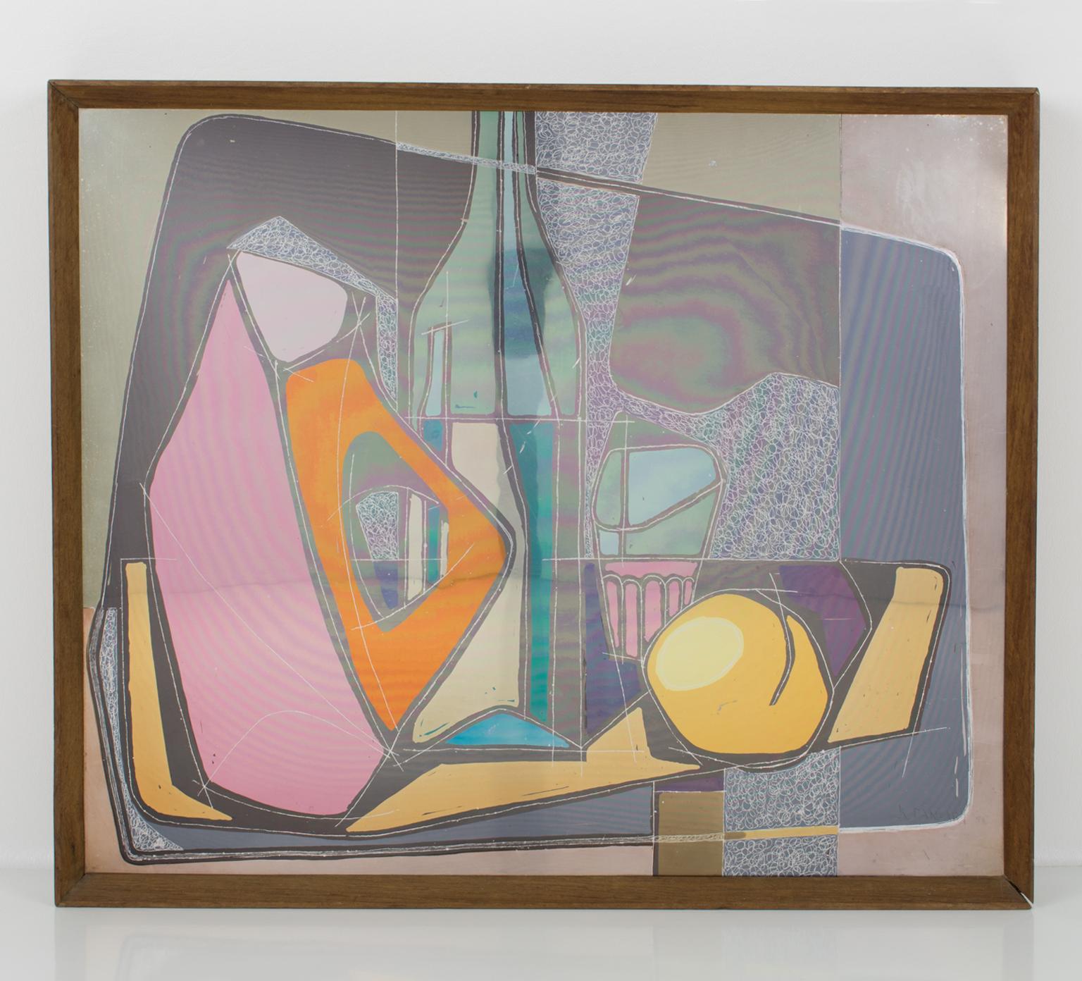 Quadro astratto modernista su alluminio di Robert Pansart 4