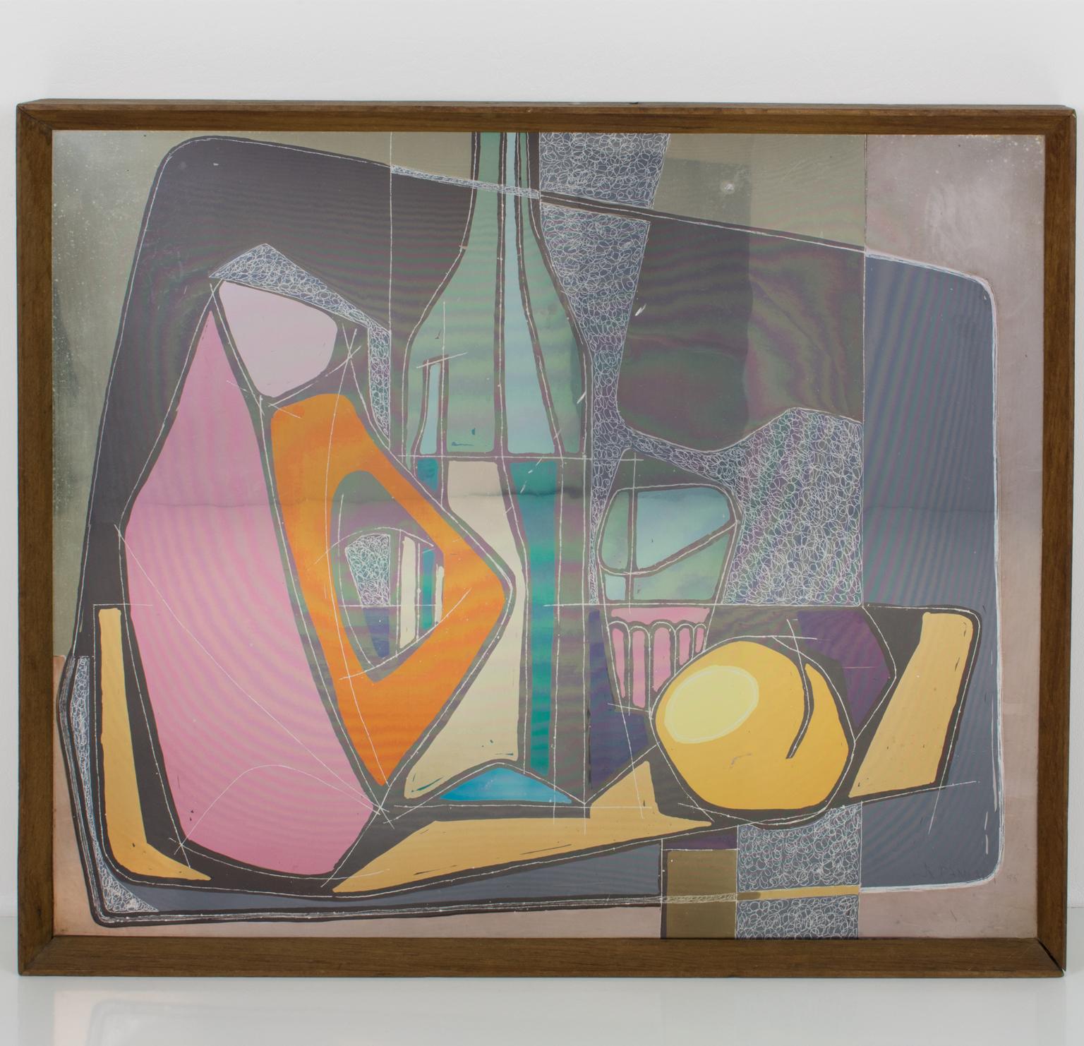 Quadro astratto modernista su alluminio di Robert Pansart 6