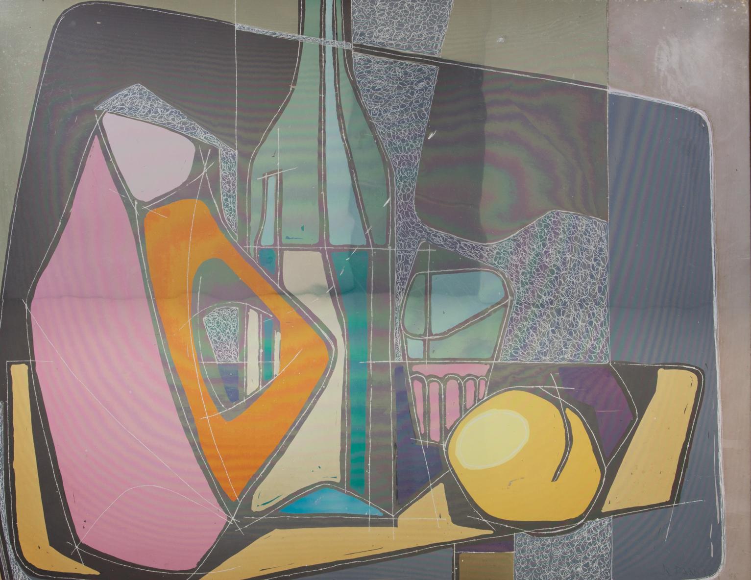 Quadro astratto modernista su alluminio di Robert Pansart 7