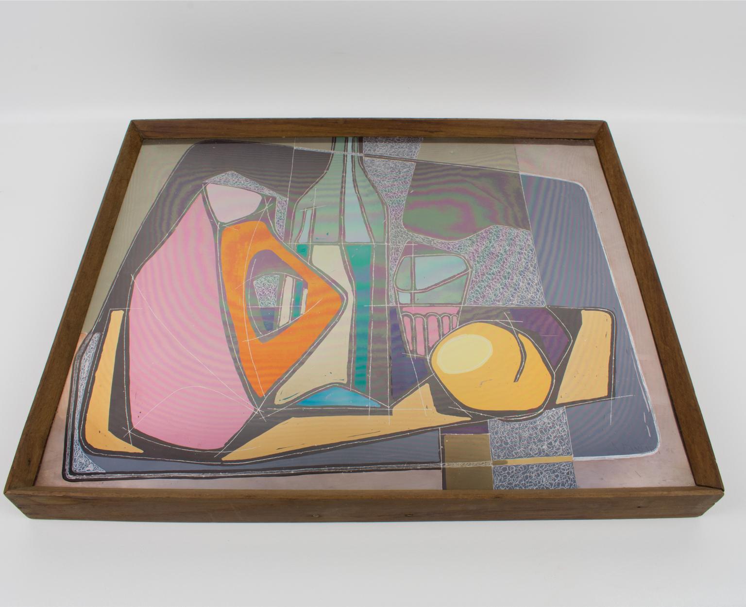 Quadro astratto modernista su alluminio di Robert Pansart 8