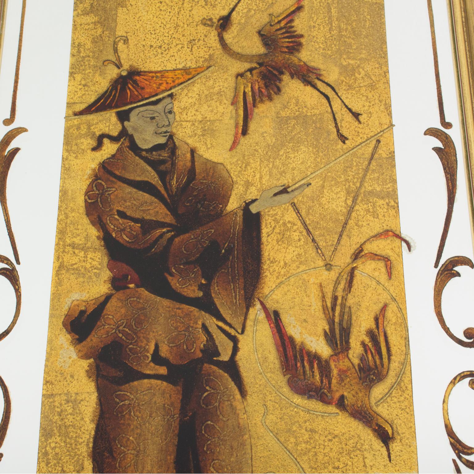 Robert Pansart Rara coppia di specchiere neoclassiche Églomisé, circa 1940 in vendita 4