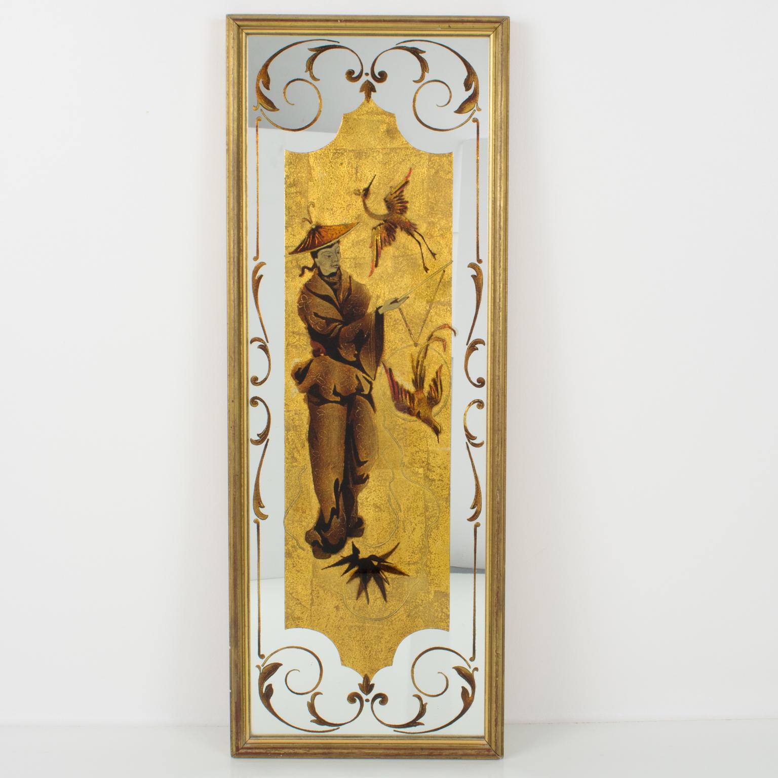 Neoclassico Robert Pansart Rara coppia di specchiere neoclassiche Églomisé, circa 1940 in vendita