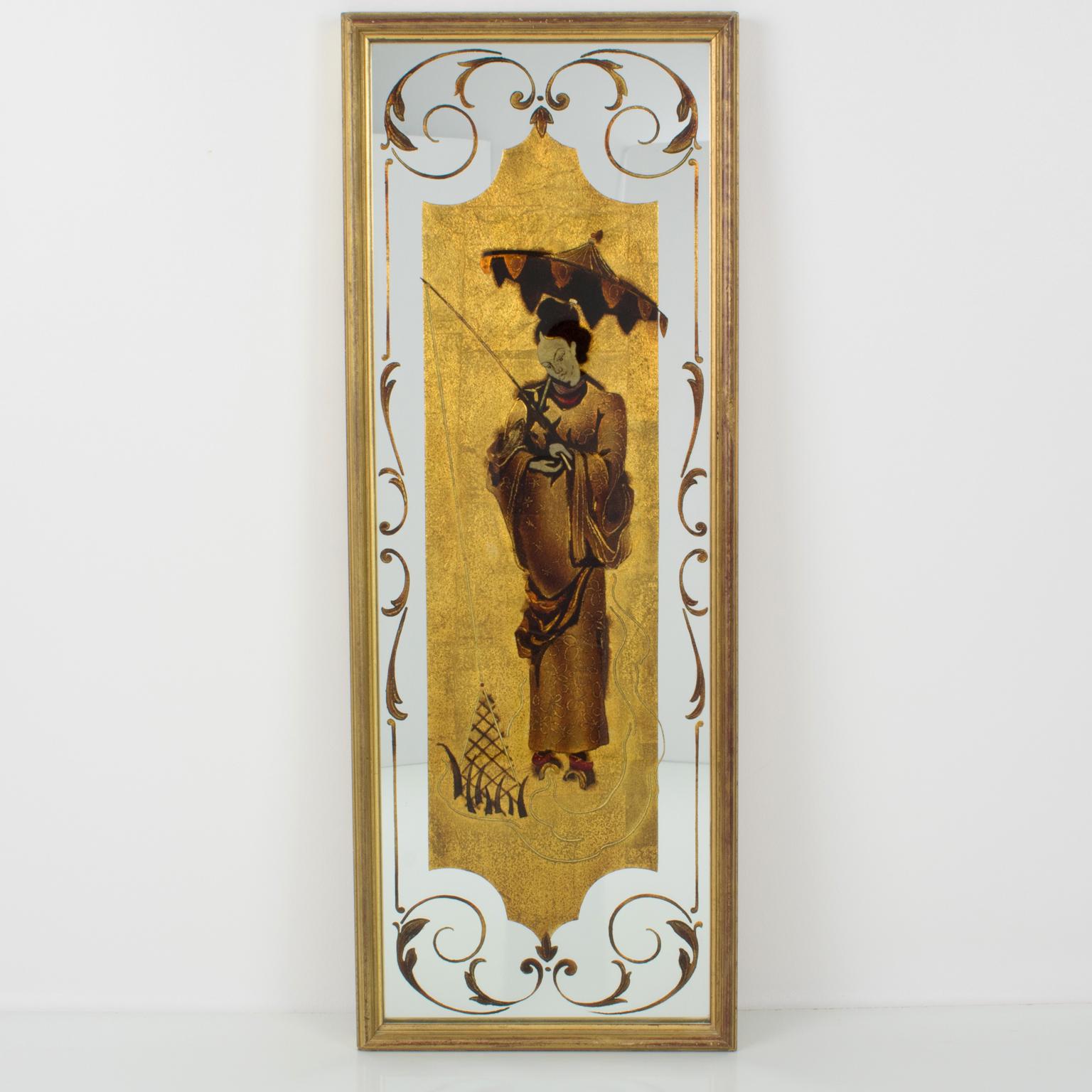Francese Robert Pansart Rara coppia di specchiere neoclassiche Églomisé, circa 1940 in vendita