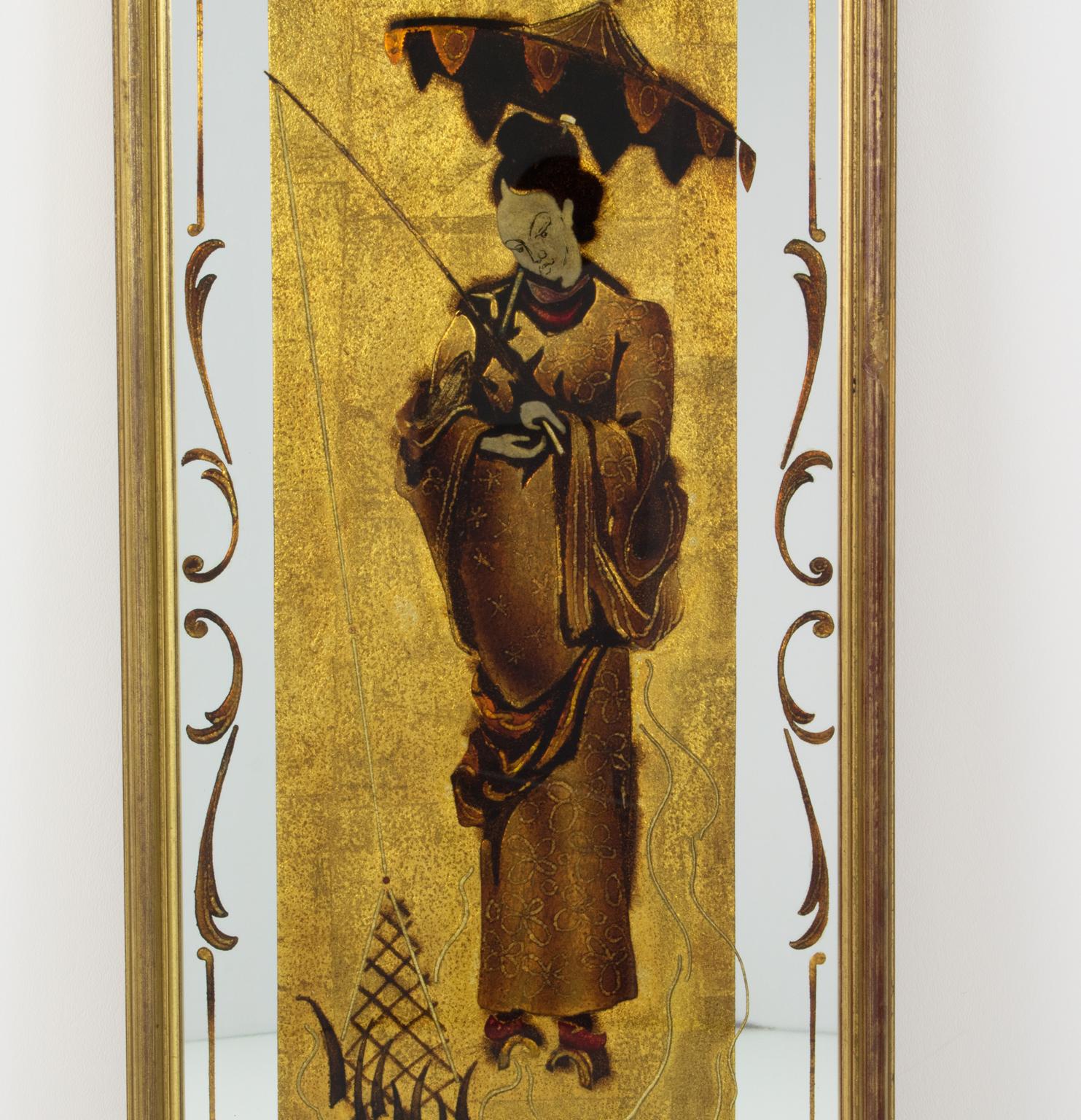 Specchio Robert Pansart Rara coppia di specchiere neoclassiche Églomisé, circa 1940 in vendita