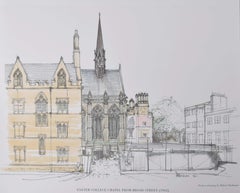 Chapel of Exeter College, Oxford 1964 lithograph by Robert Parkinson