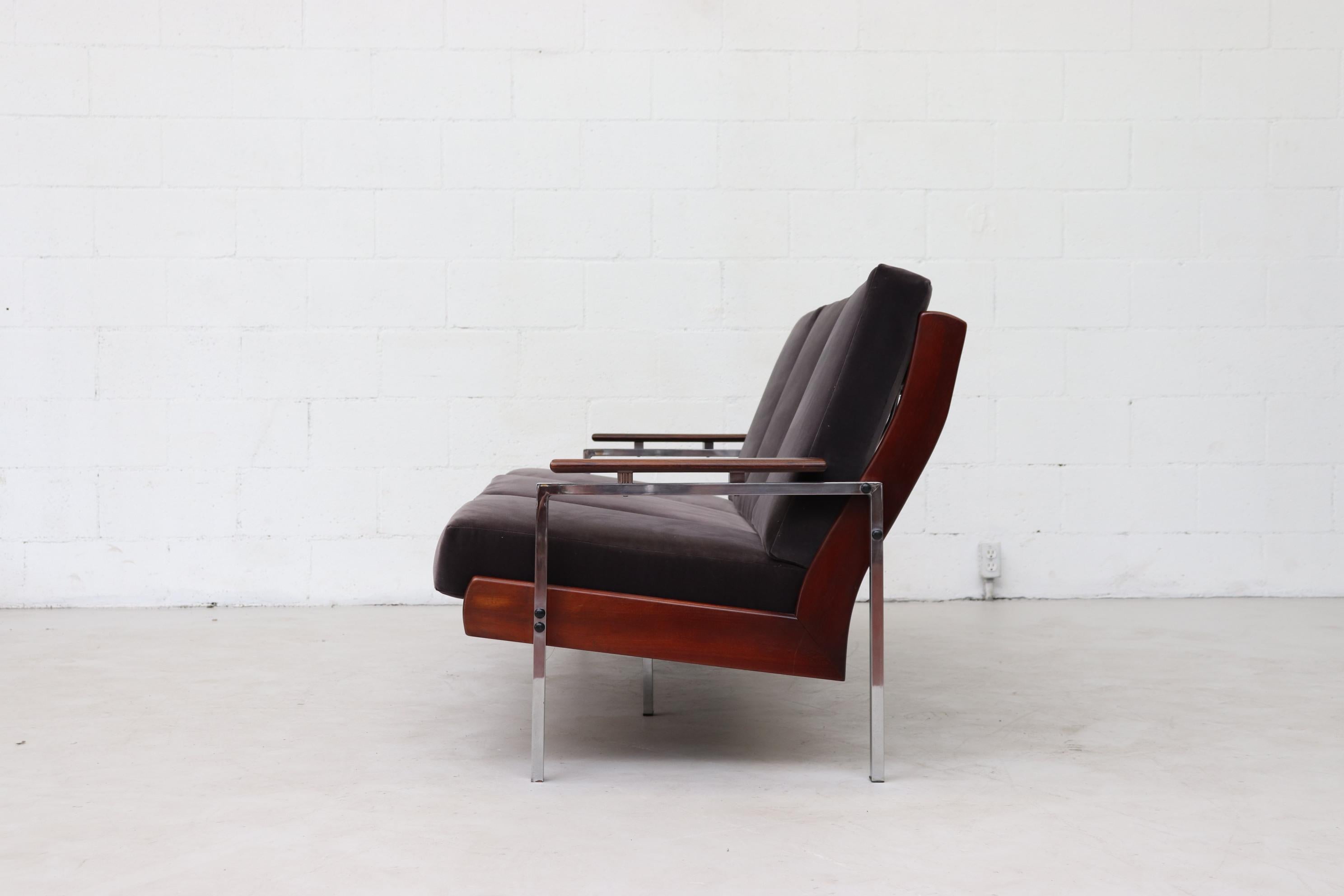 Mid-Century Modern Robert Parry 3-Seat Grey Velvet Sofa For Sale
