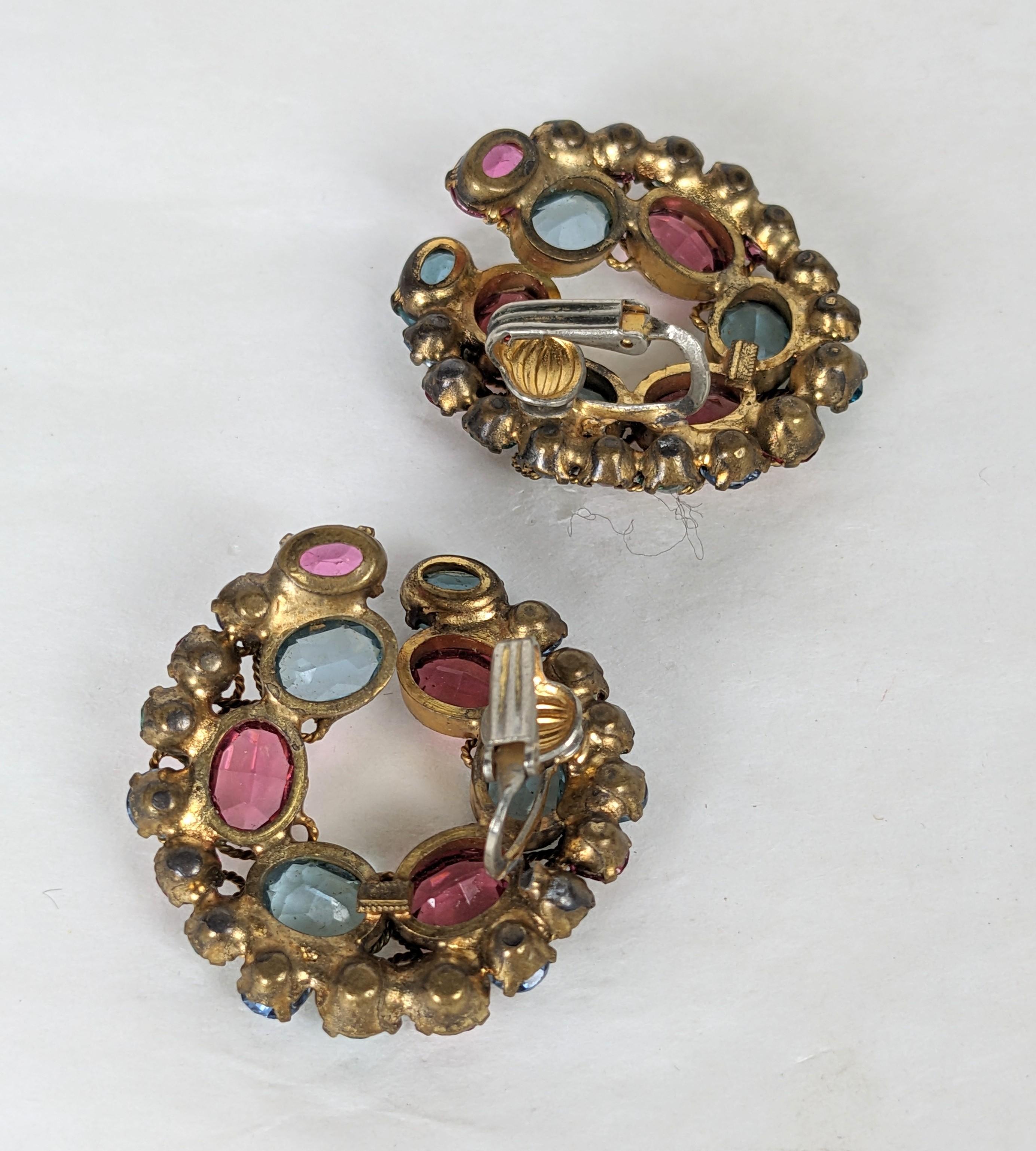 Robert Pastel Crystal Wirework Earrings In Good Condition For Sale In New York, NY