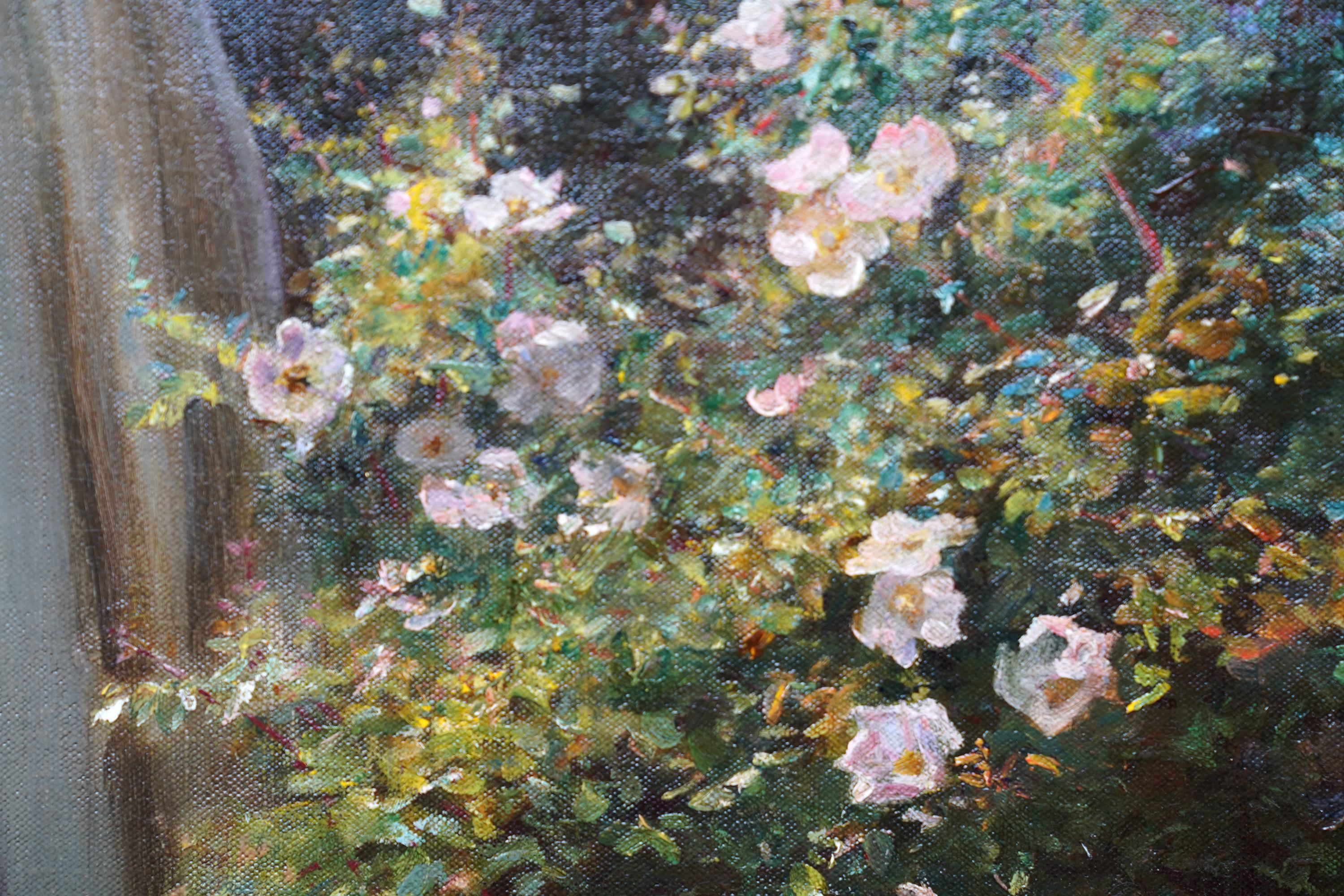 Portrait of a Lady with Roses - Scottish Edwardian exh art portrait oil painting 2
