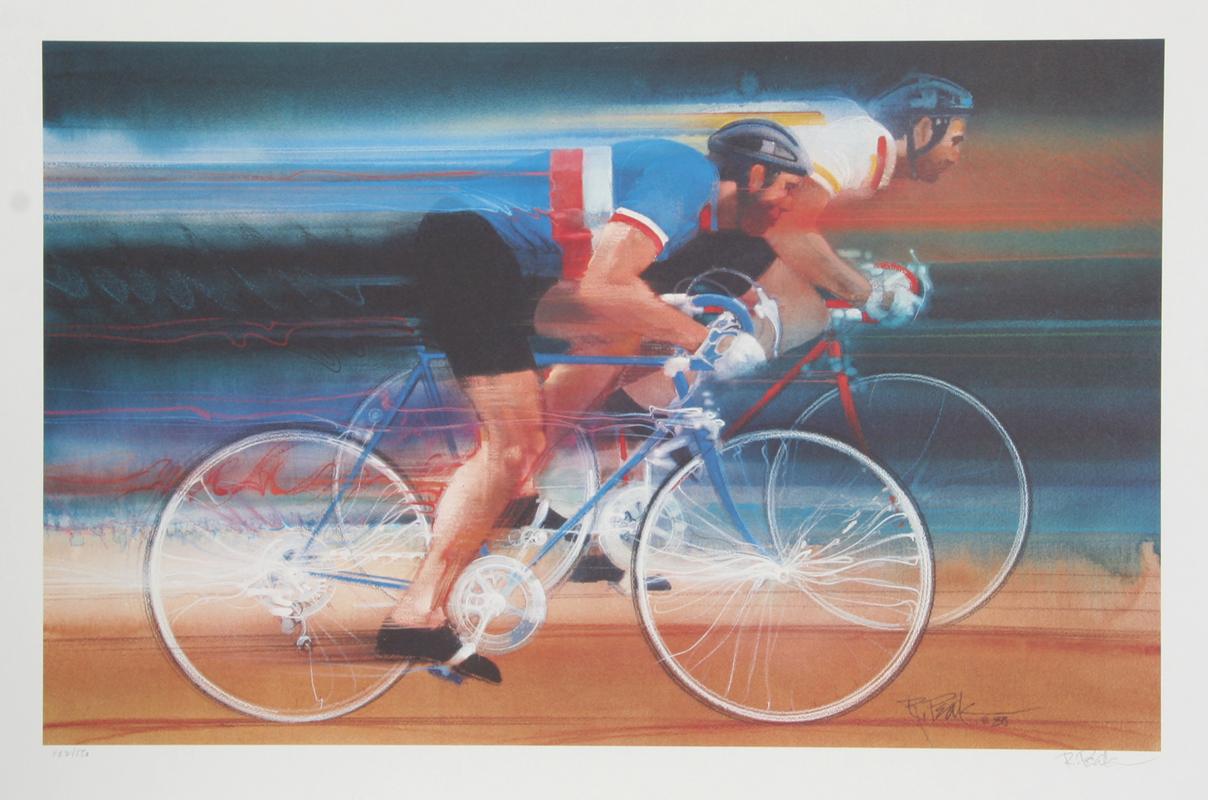 "Bicycling" da "Visions of Gold", litografia d'arte sportiva autografata di Robert Peak