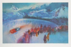 Bobsled from Visions of Gold, Signed Sports Art Lithograph by Robert Peak