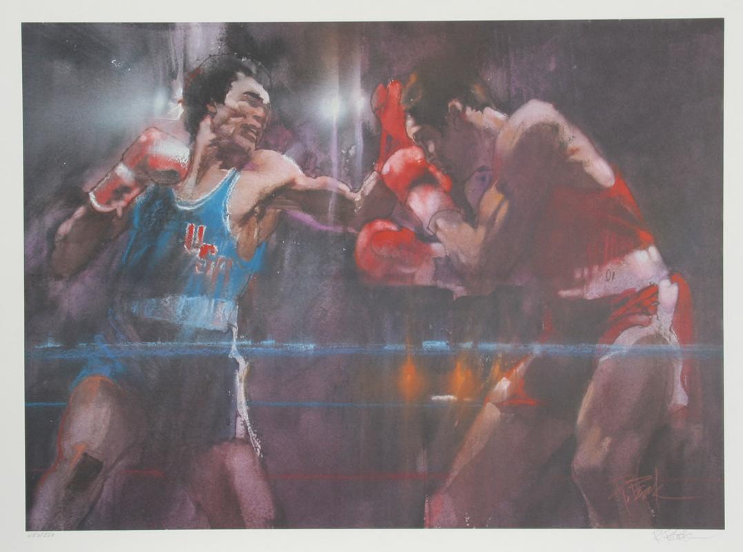 Boxing from Visions of Gold, Signed Sports Art Lithograph by Robert Peak