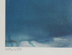 Ski de fond, lithographie d'art sportif signée par Robert Peak
