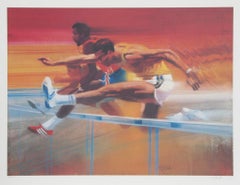 Hurdlers from Visions of Gold, Signed Sports Art Lithograph by Robert Peak