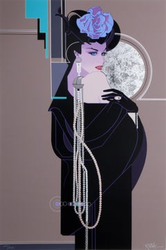 Lady in Black, Signed and Embossed Pop Art Lithograph by Robert Peak