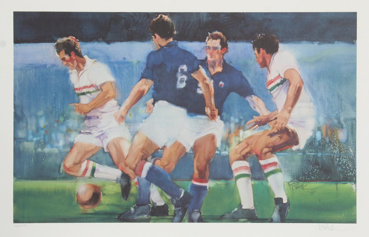 Soccer from Visions of Gold, Signed Sports Art Lithograph by Robert Peak
