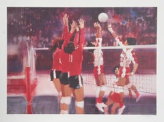 Volleyball from Visions of Gold, Signed Sports Art Lithograph by Robert Peak