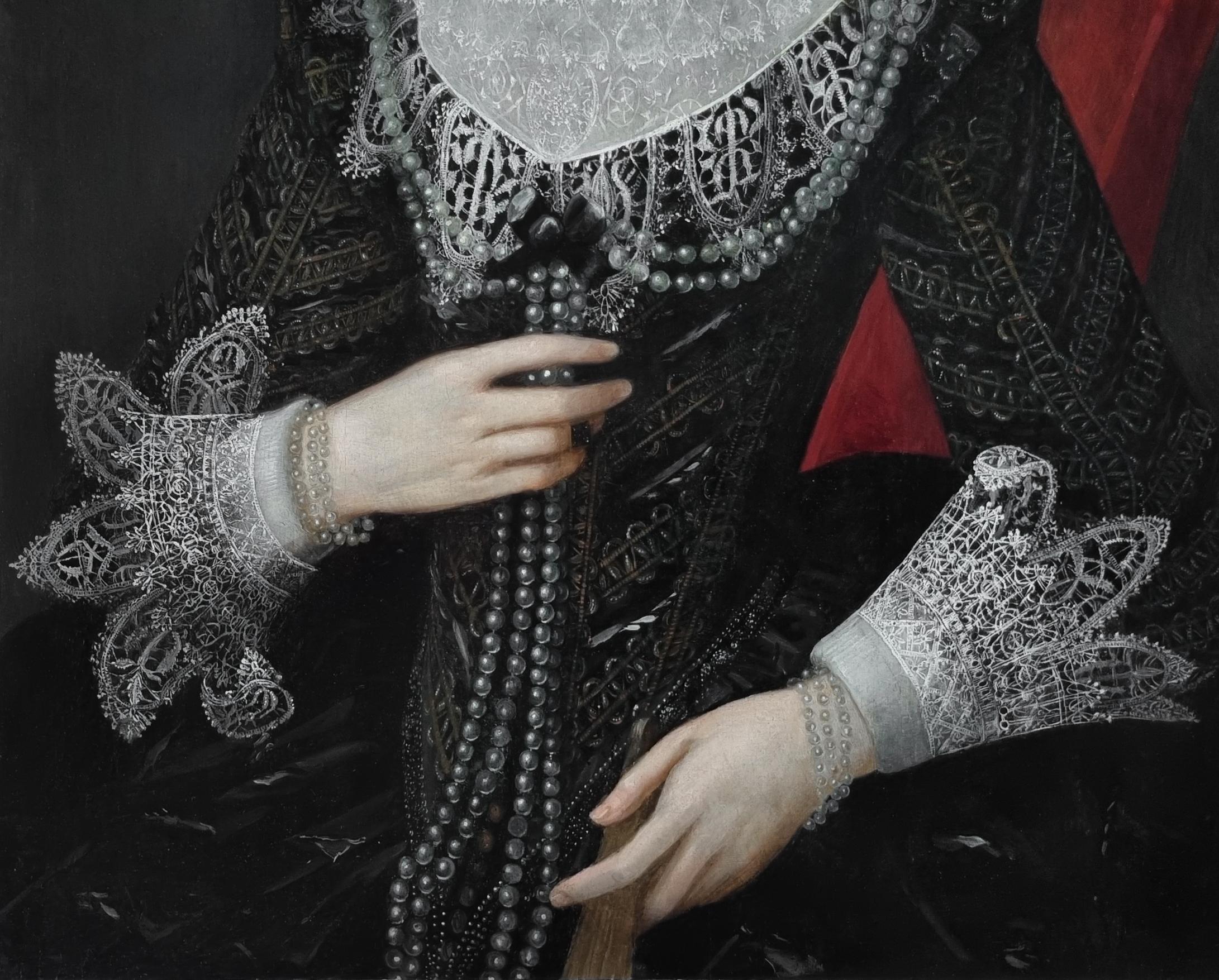 Portrait of a Lady in Elaborate Costume with Ruff & Pearls c.1615; oil on panel 6