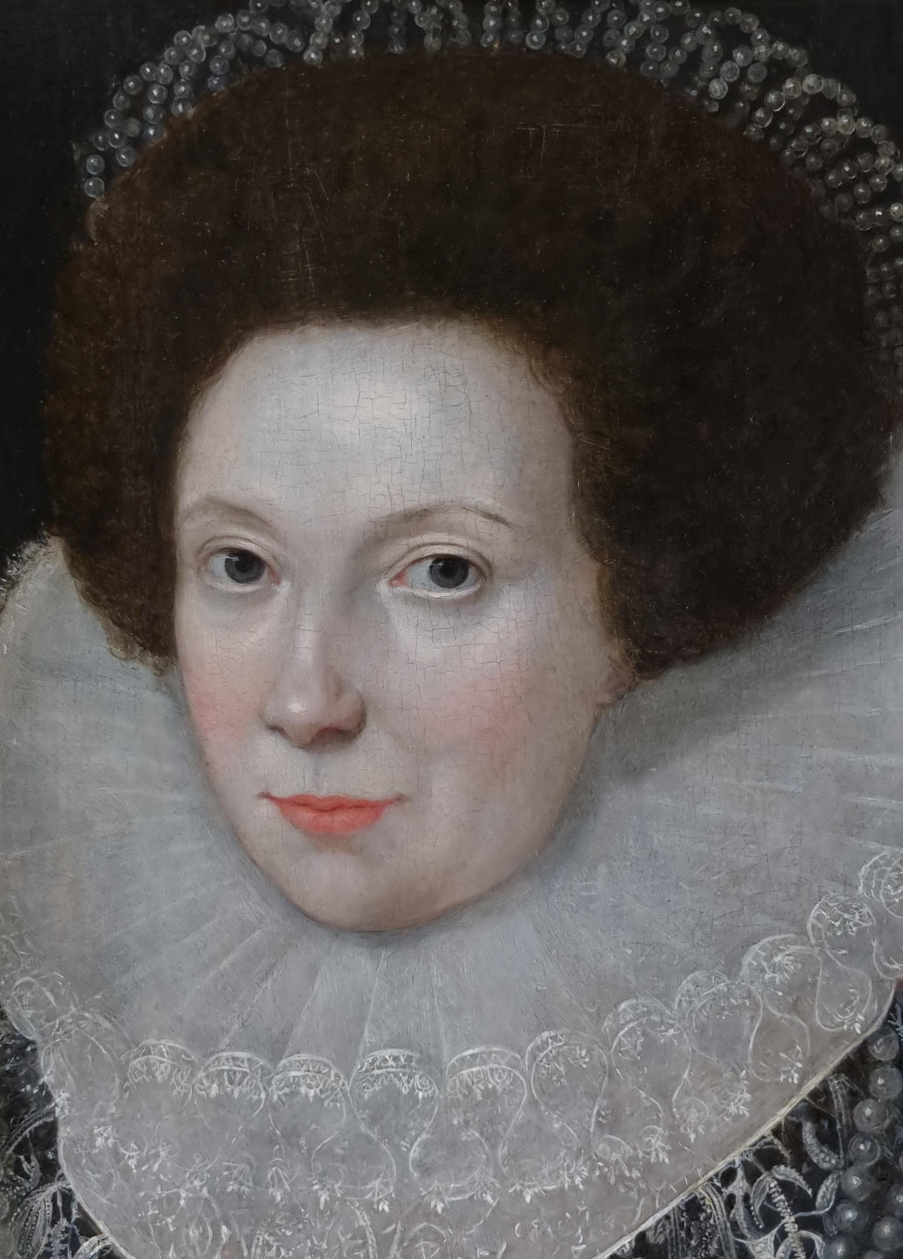 Portrait of a Lady in Elaborate Costume with Ruff & Pearls c.1615; oil on panel 1