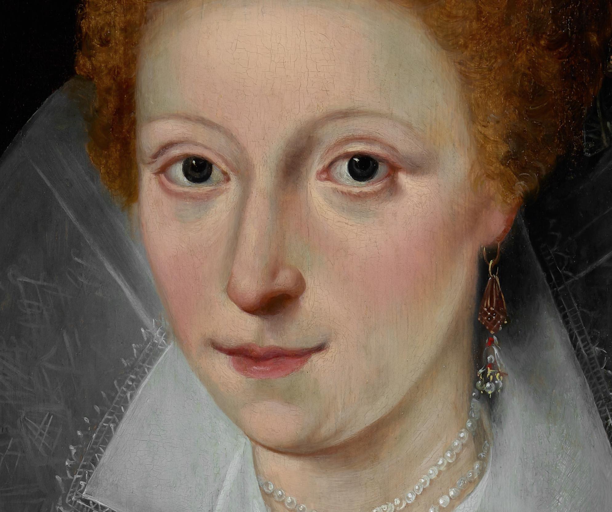 Portrait of Princess Elizabeth, later Queen of Bohemia, dated 1606, Oil on panel - Old Masters Painting by Robert Peake the Elder
