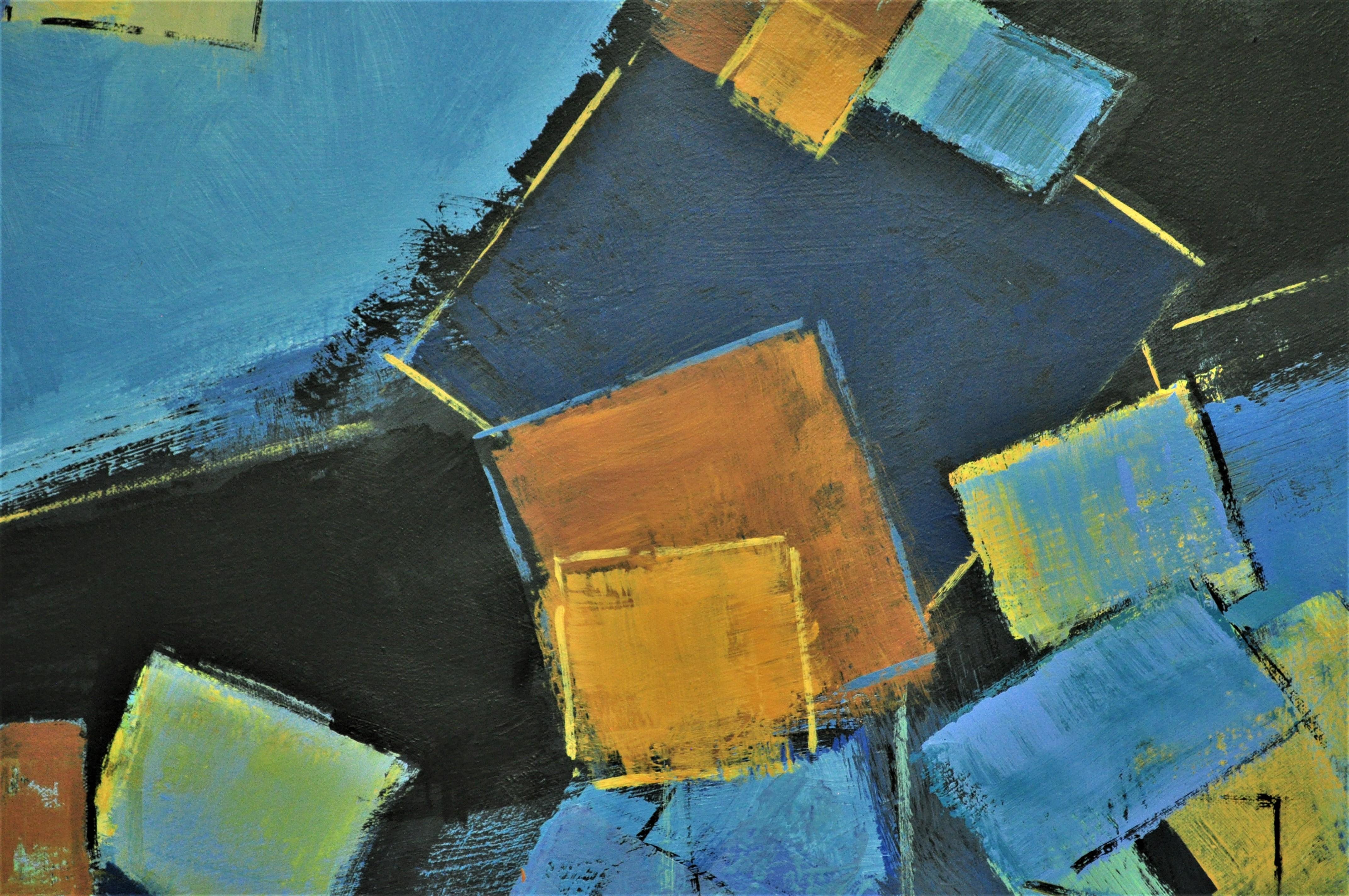 Blue Dimensions, Abstract Painting - Art by Robert Pennor