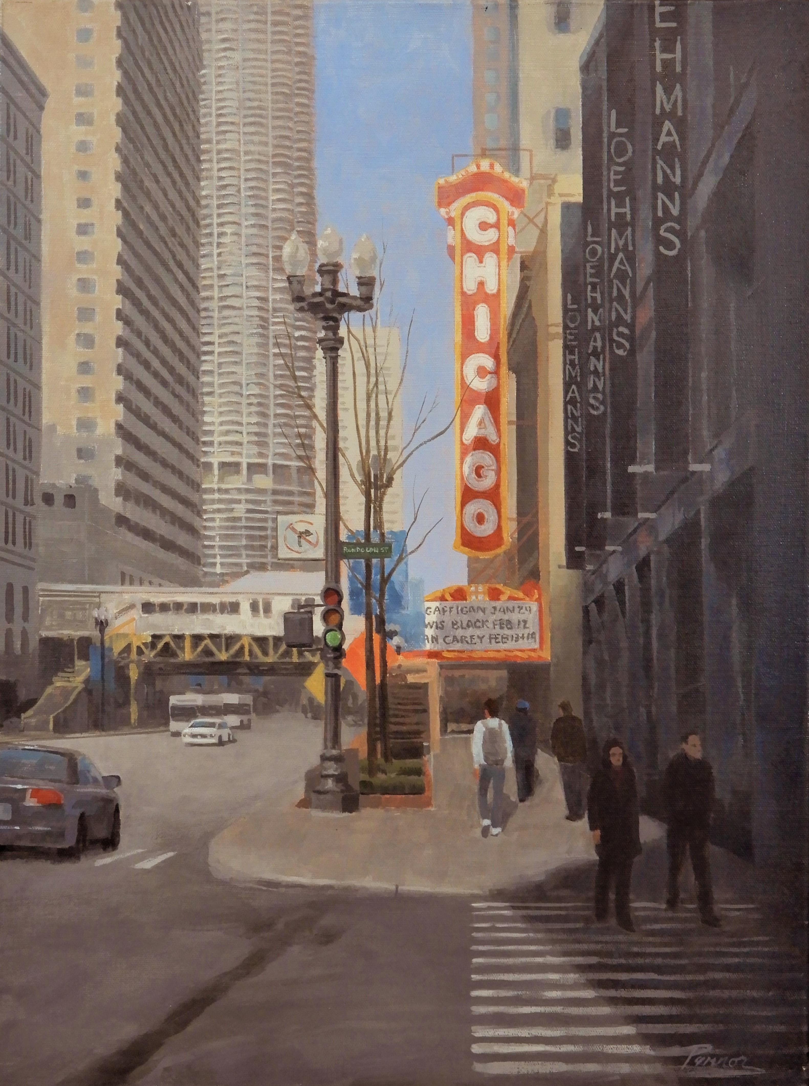 Chicago Theater, Oil Painting - Art by Robert Pennor