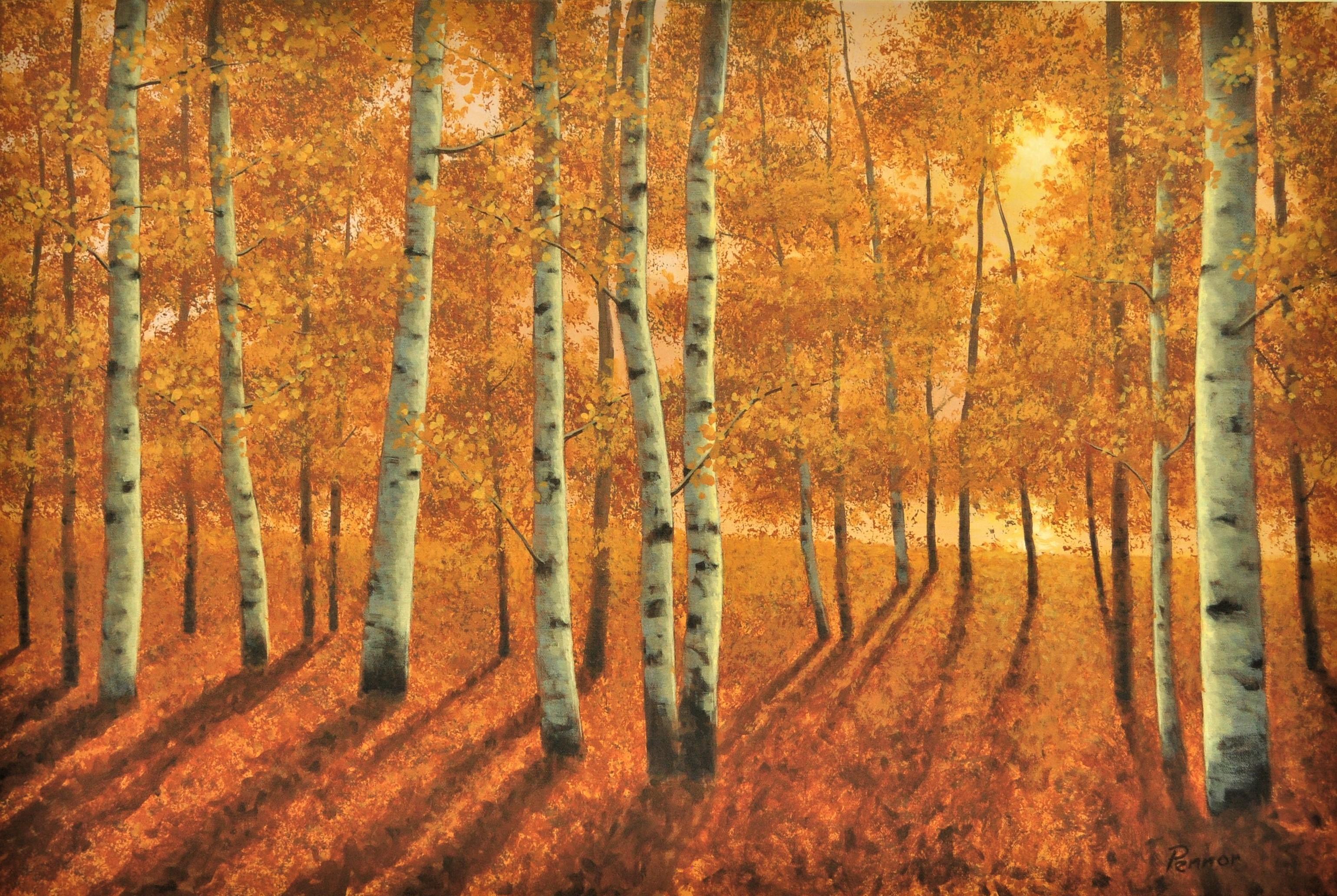Robert Pennor Landscape Painting - Gold Aspens, Original Painting