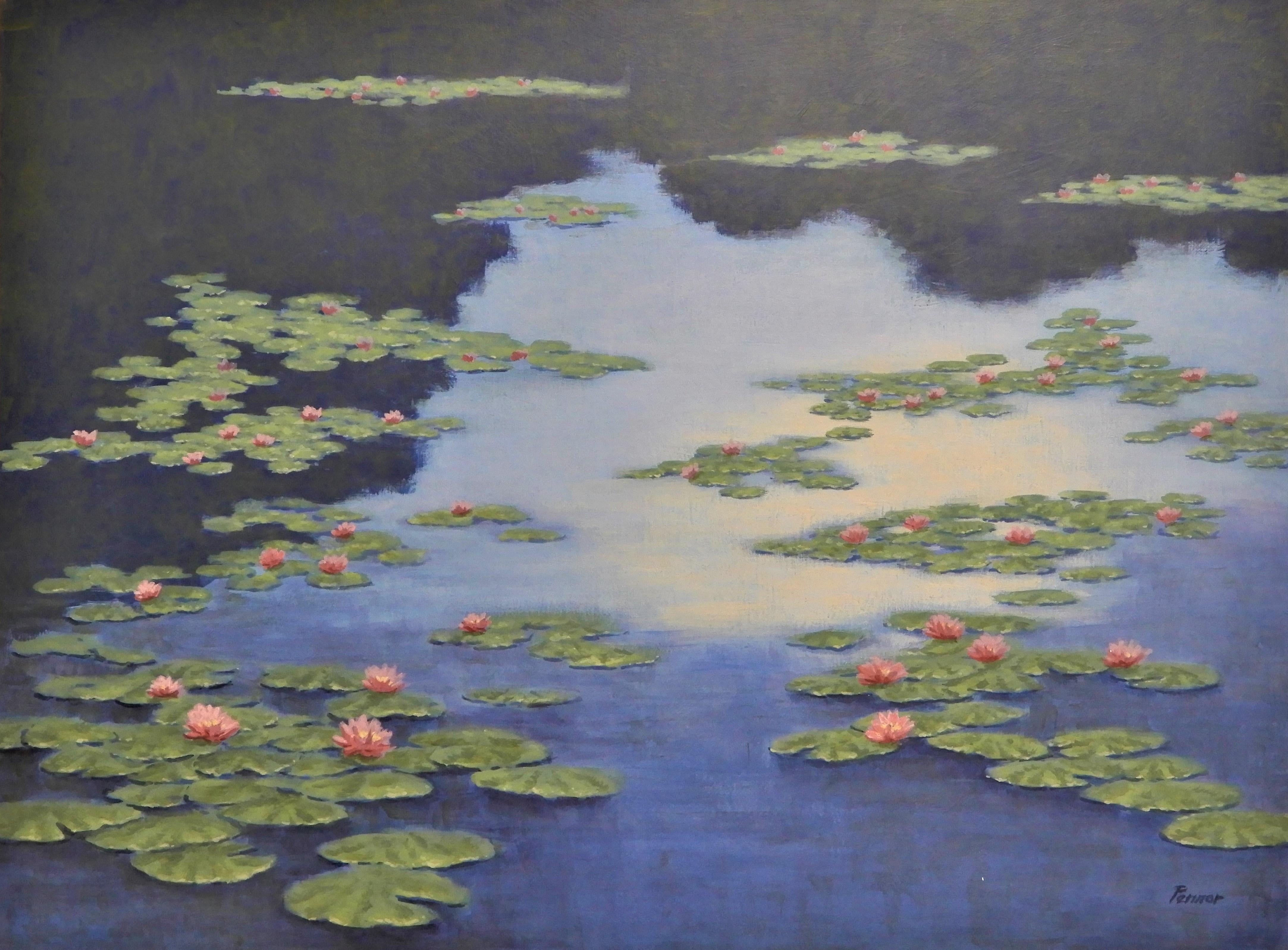 Robert Pennor Landscape Painting - Water Lilies, Original Painting