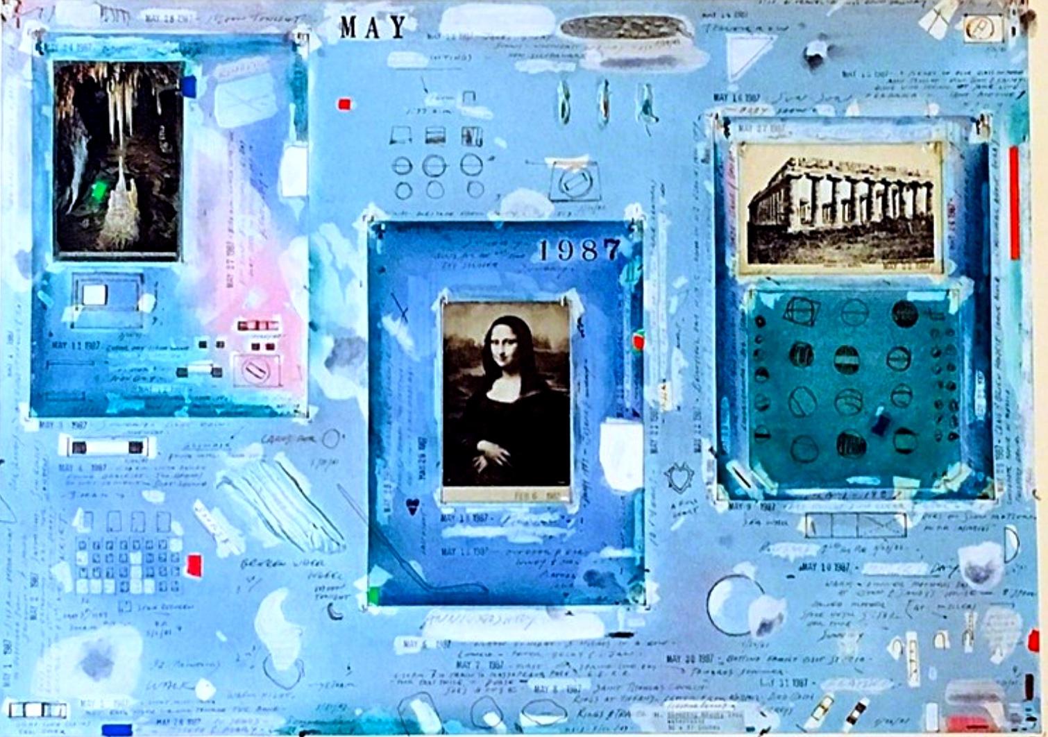 Robert Petersen - Signed collage, gold leaf acrylic painting Leo Castelli label