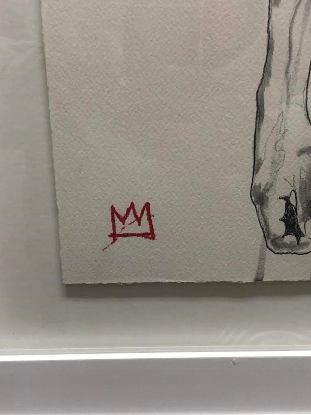 Jean Michel Basquiat, The Radiant Child , 2019 - Gray Portrait Painting by Robert Peterson
