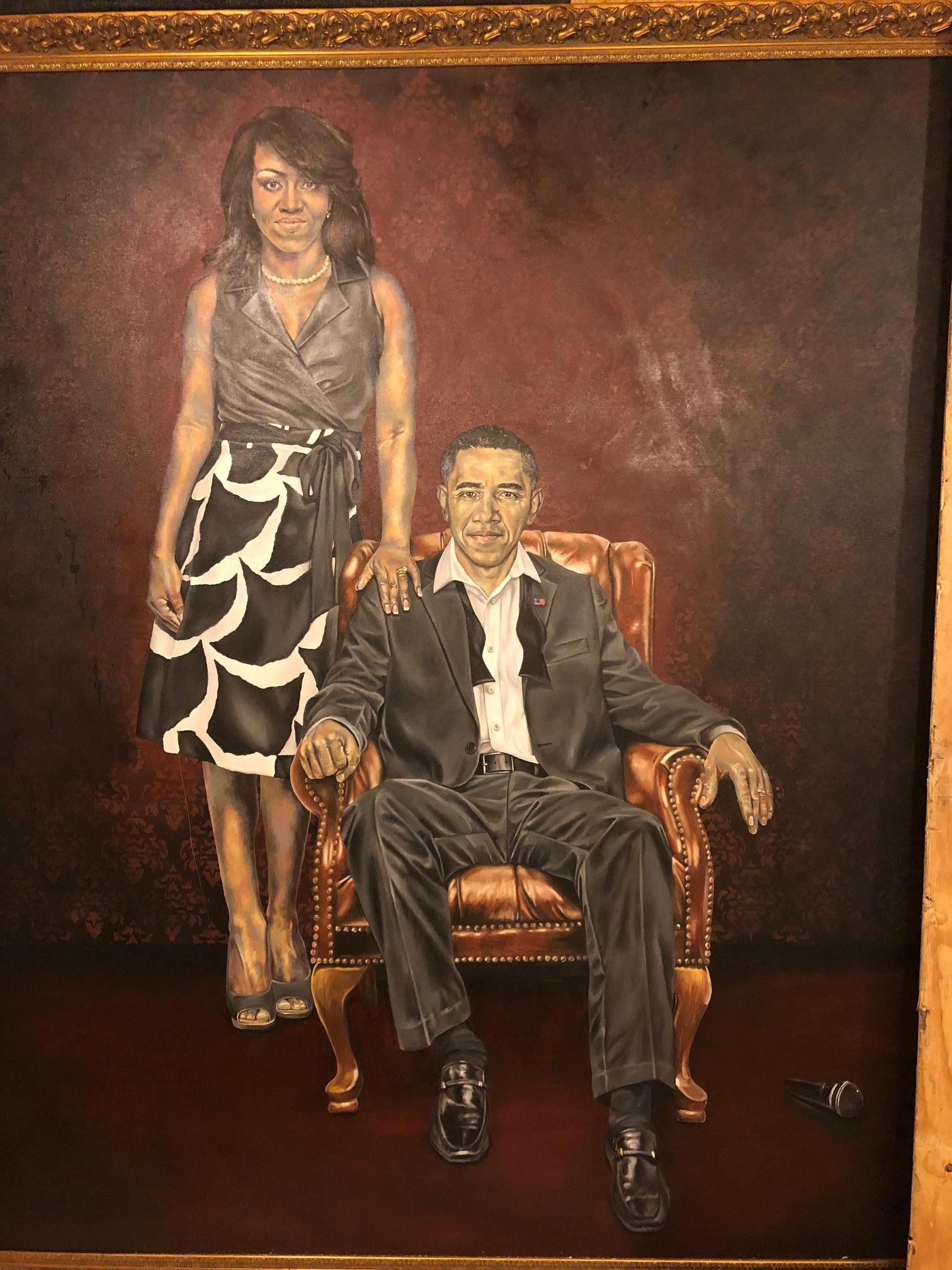 My President is, Michelle & Barack Obama - Painting by Robert Peterson
