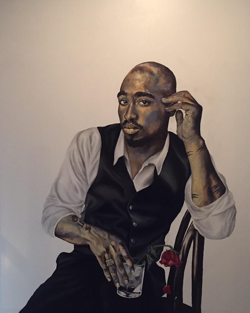Robert Peterson Portrait Painting - The Rose That Grew From The Concrete, Tupac Shakur