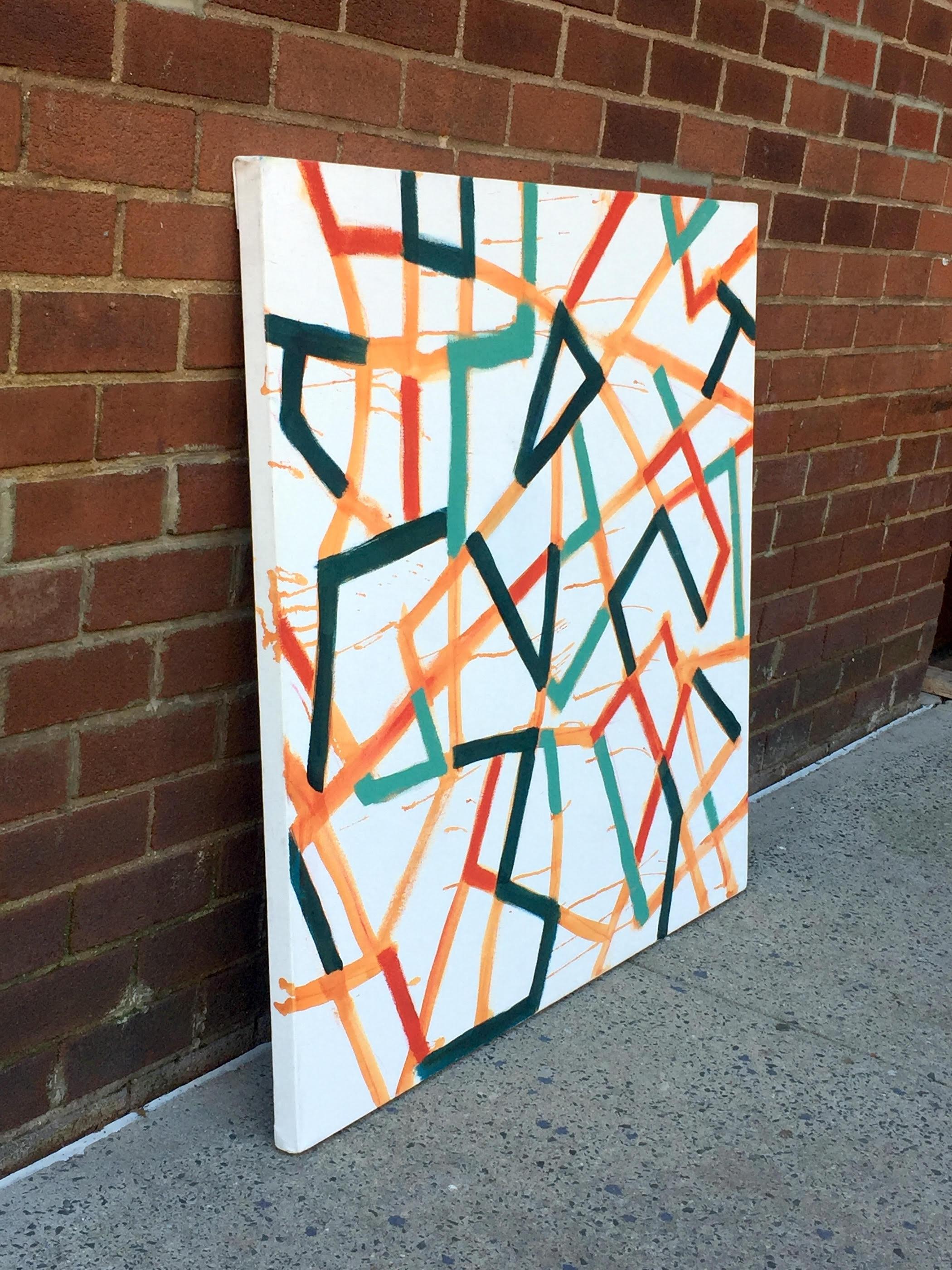 Après-midi, Chromatic Collision Series, Abstract Geometric Line Painting For Sale 1