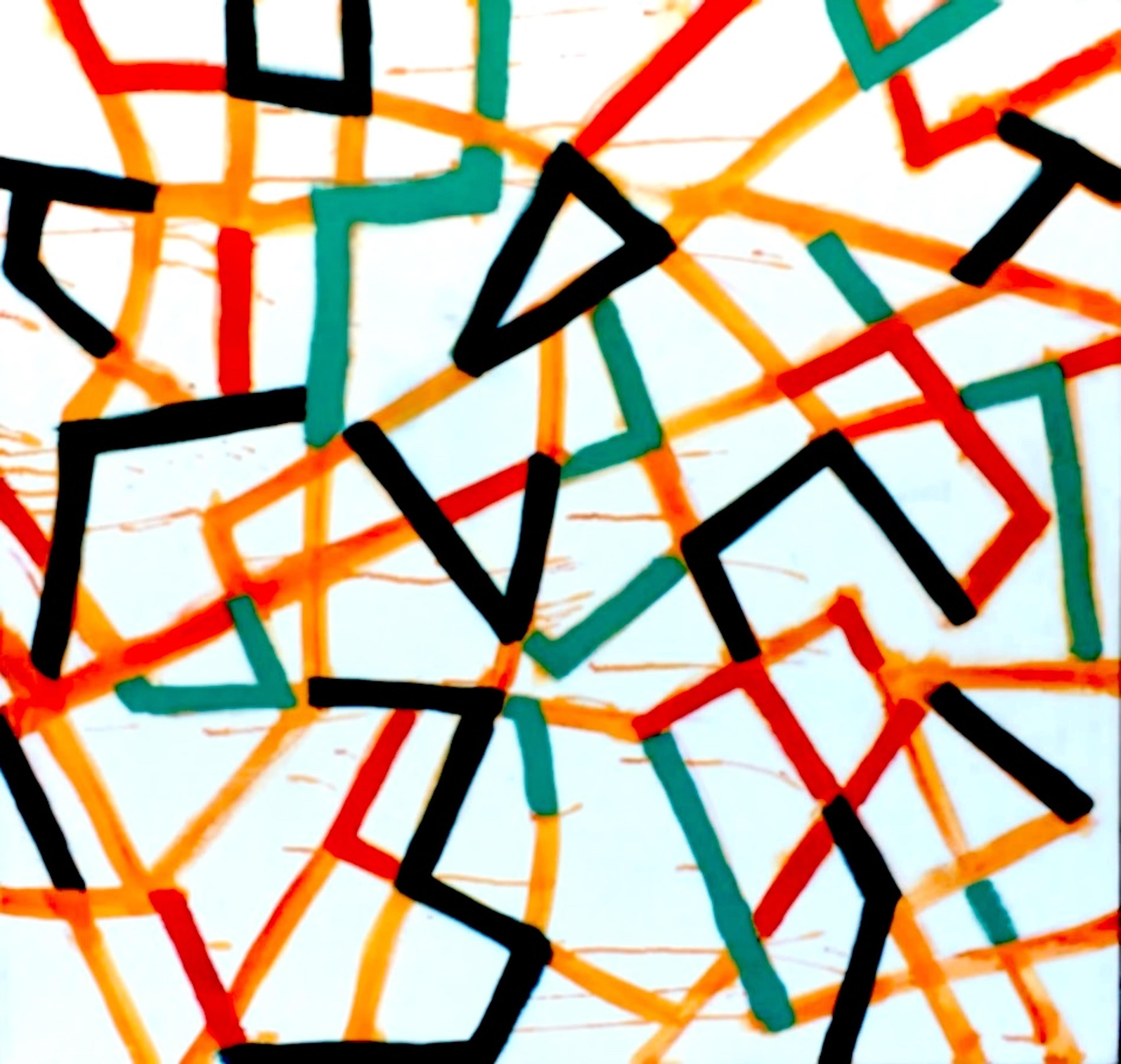 Après-midi, Chromatic Collision Series, Abstract Geometric Line Painting