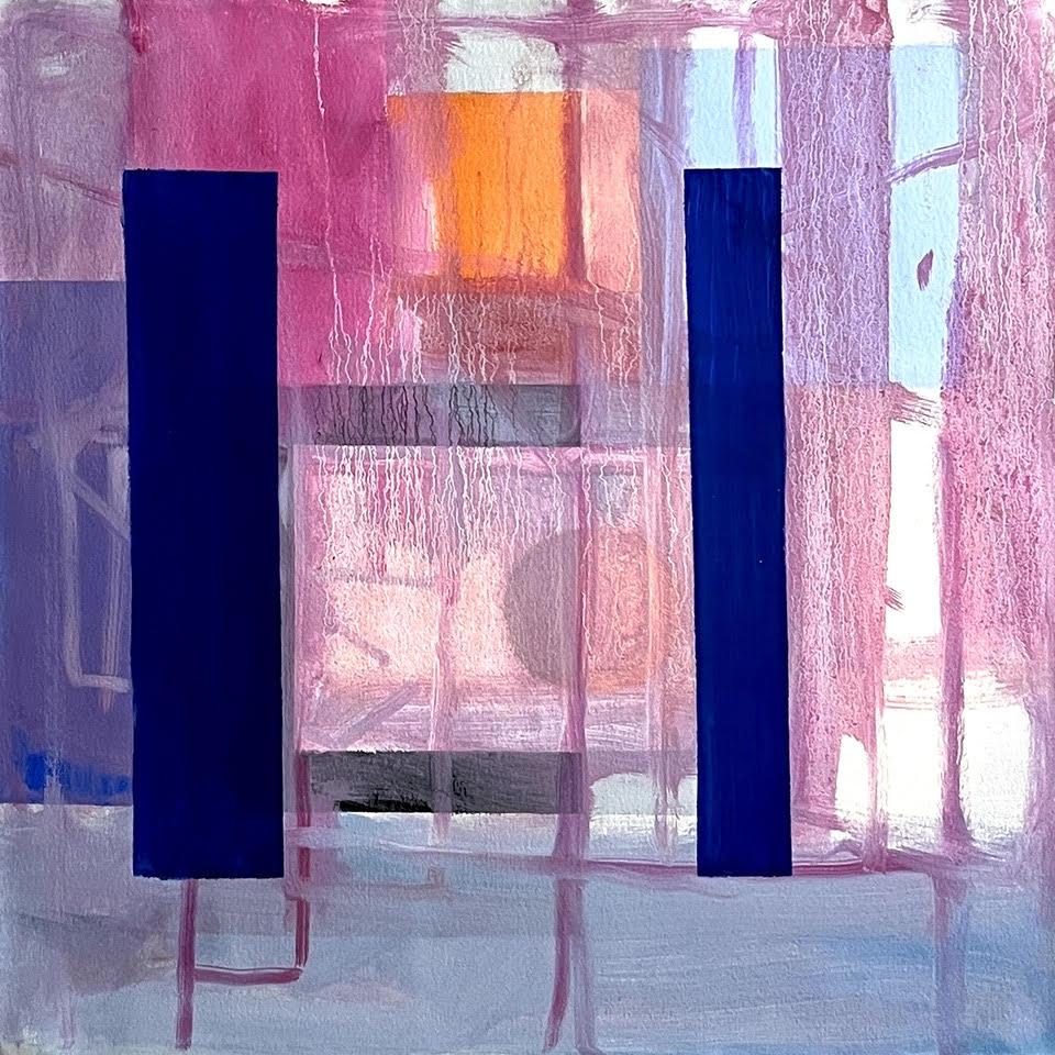 Viali di rosa, quadro geometrico astratto - Painting di Robert Petrick
