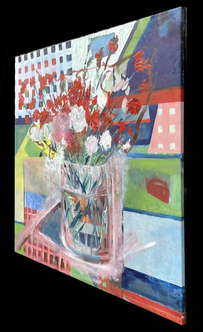 GarofaniAbex, Serie Abex/Impressionismo, Pittura geometrica astratta - Still-Life Painting Grigio di Robert Petrick