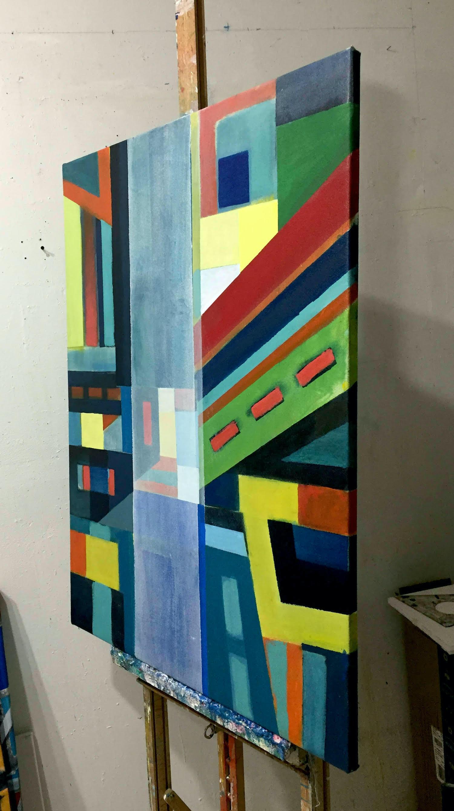 City Block Series #1, East Village New York (Geometric Abstract) - Painting by Robert Petrick