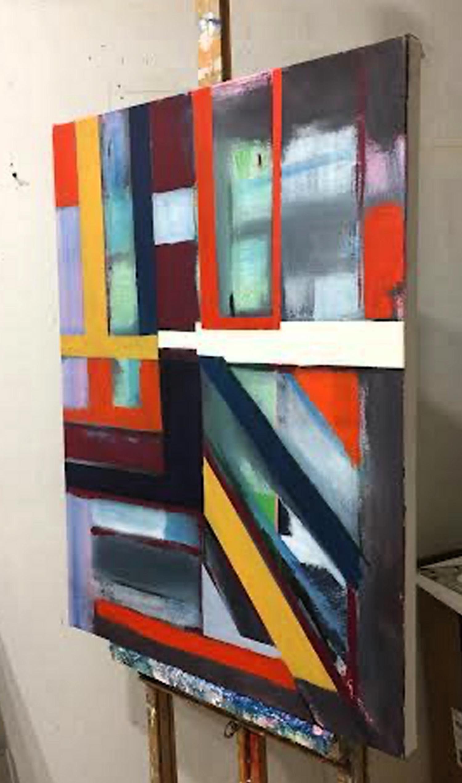 City Block Series #4, East Village New York (Astratto geometrico) - Painting di Robert Petrick