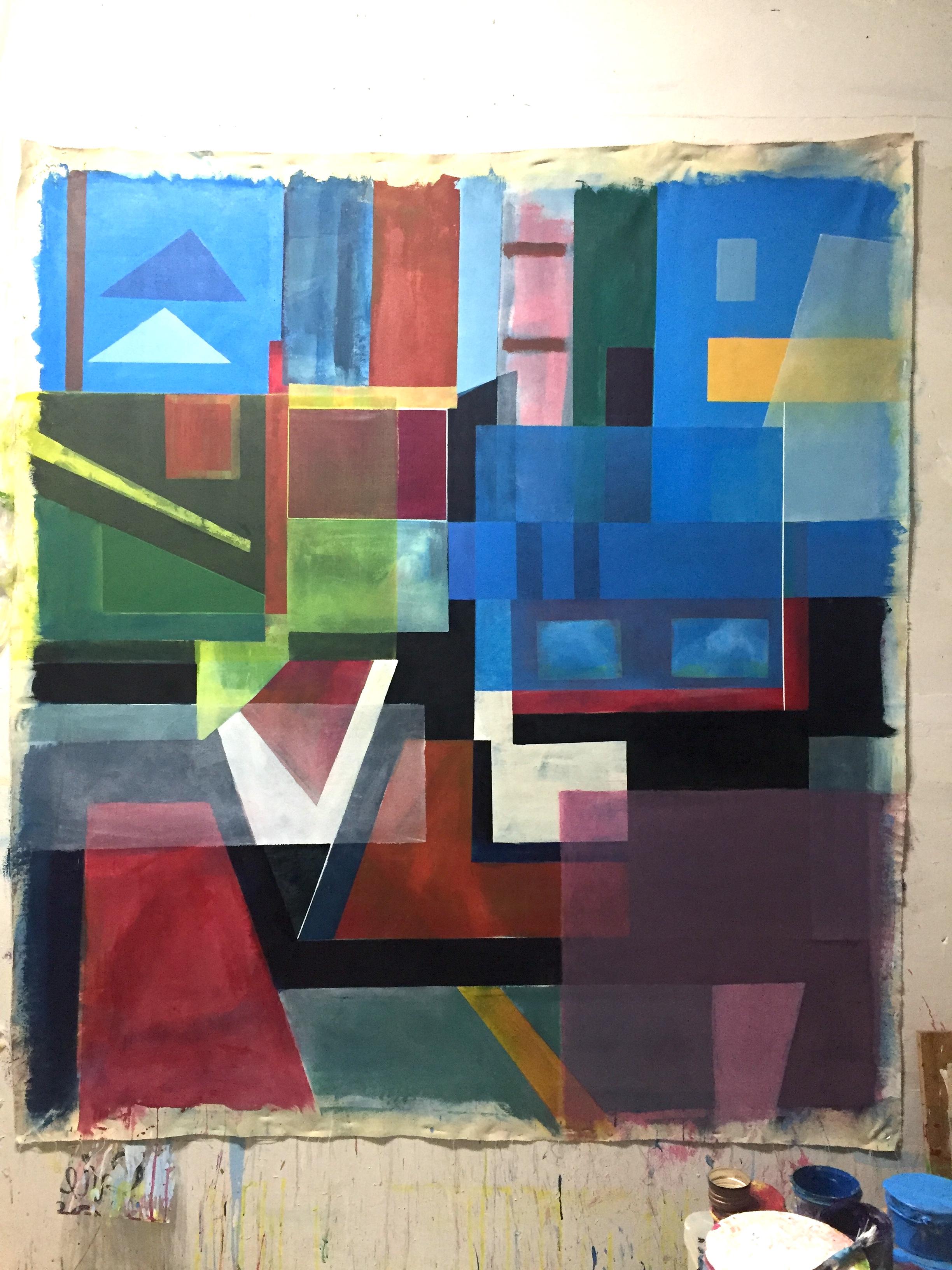 Come Again della serie Construction, pittura astratta geometrica - Painting di Robert Petrick