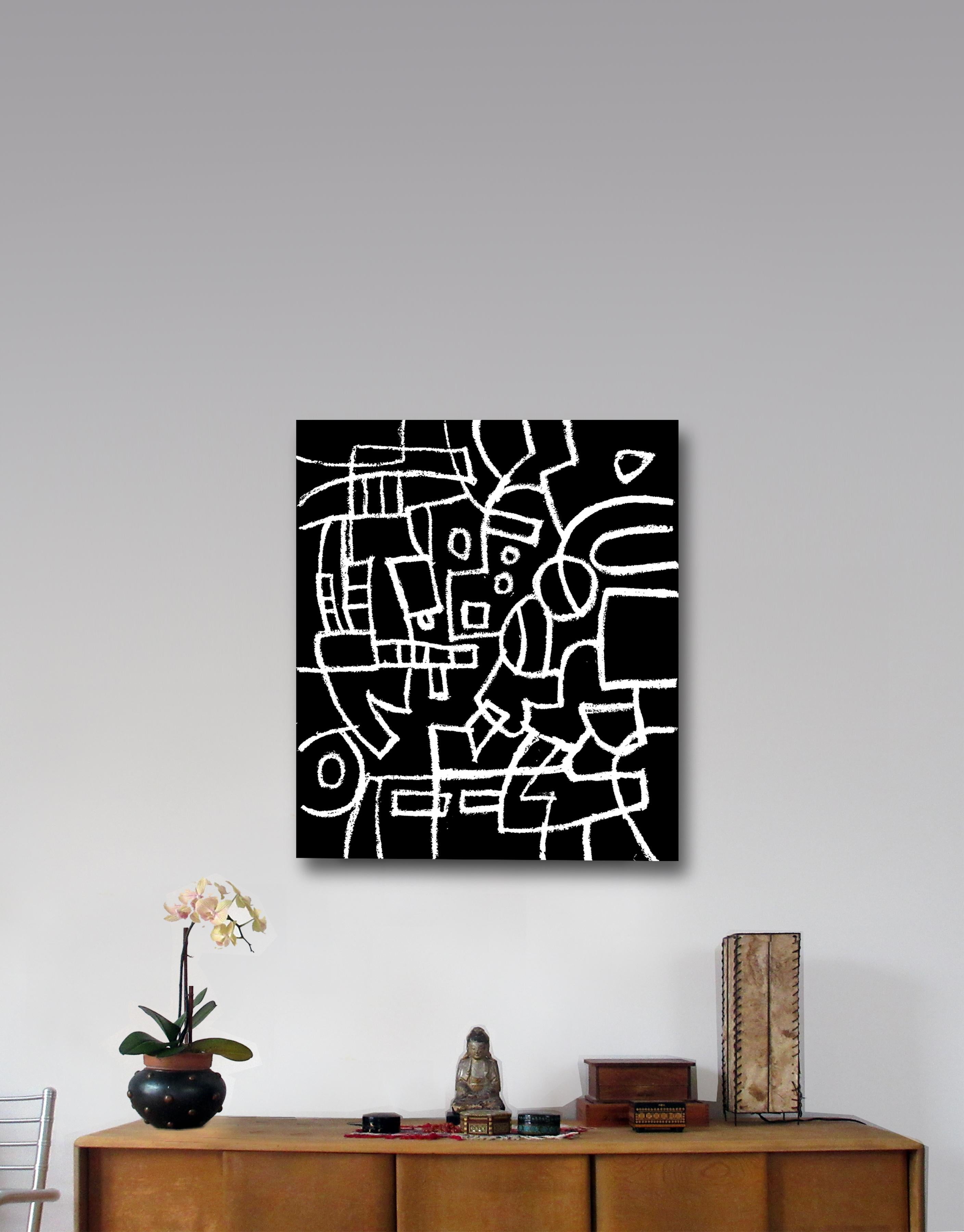 Dios Caminante, Serie Pizarra, Pintura Lineal Geométrica Abstracta - Painting de Robert Petrick