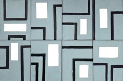 Grey Commuter (8 Modular Pieces, 12 x 9  inches) Geometric Abstract Painting