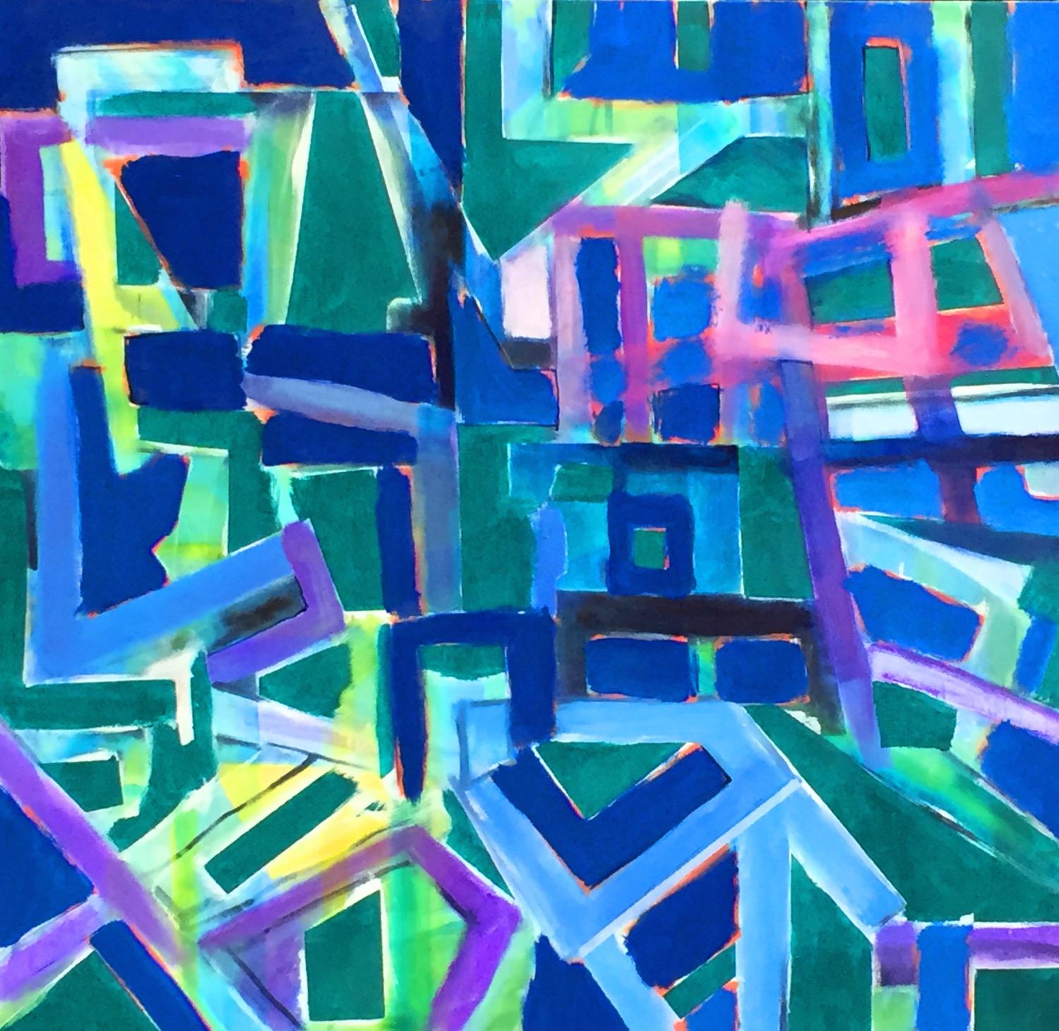 Robert Petrick Still-Life Painting - "Labyrinth" Construction series, East Village New York (Geometric Abstract)